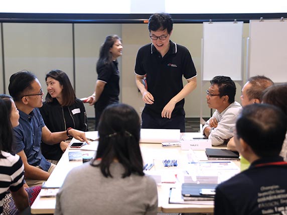 Conjunct Co-Founder Kwok Jia Chuan engaging participants at the Volunteer Management Networking Session, hosted by NCSS on 27 May 2019