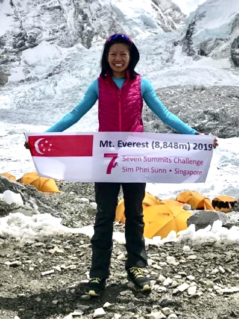 Ms Sim Phei Sunn during her journey on the Mount Everest in 2019.